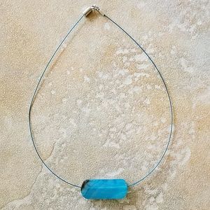 Blue Agate Oblong Necklace - Chakra